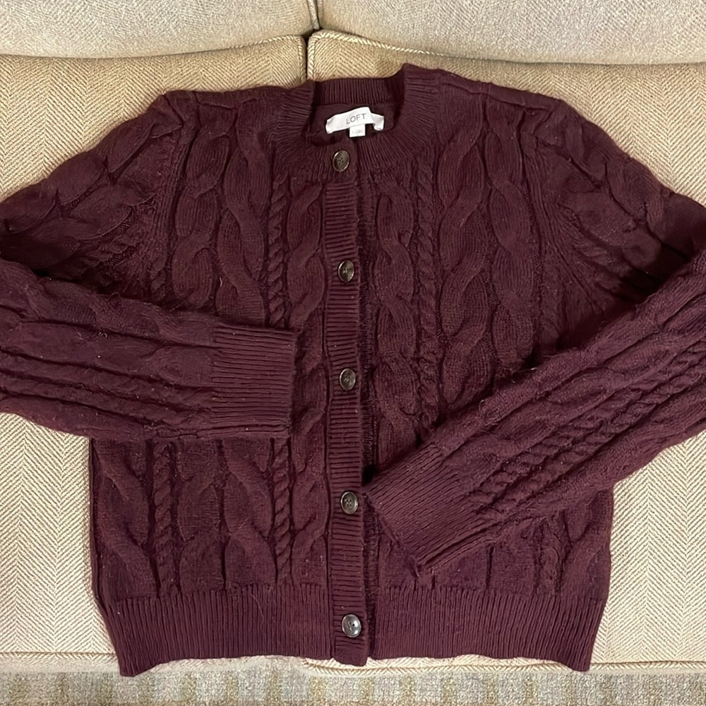 LOFT Cable Knit Cardigan Sweater